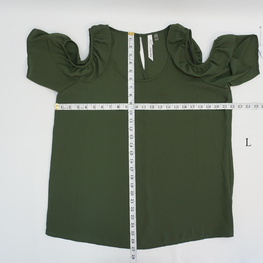 NY Collection Ruffle Cold Shoulder Top Blouse - Picture 7 of 8
